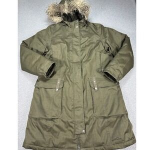 Eddie Bauer EB600 Jacket Women's XL Green Premium Goose Down Water Proof Hooded